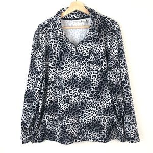 Kim Rogers Silver Velour Leopard Print Zip Up Set